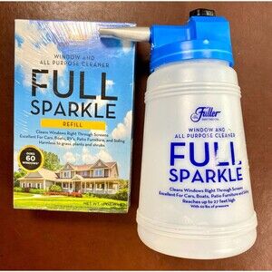 Fuller Full Sparkle Spray Bottle & 8x Refill Window/All Purpose Cleaner 16oz